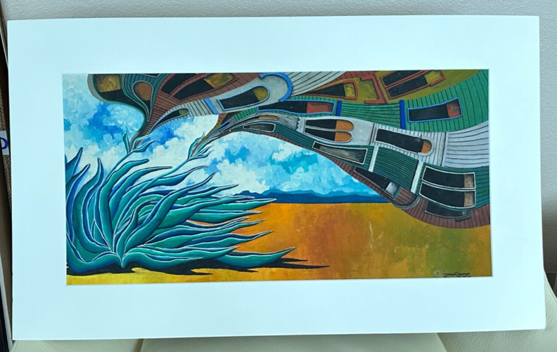 DOUGLAS JOHNSON VINTAGE ORIGINAL GOUACHE PAINTING 1969 Matted 29.5″ x 17.5″