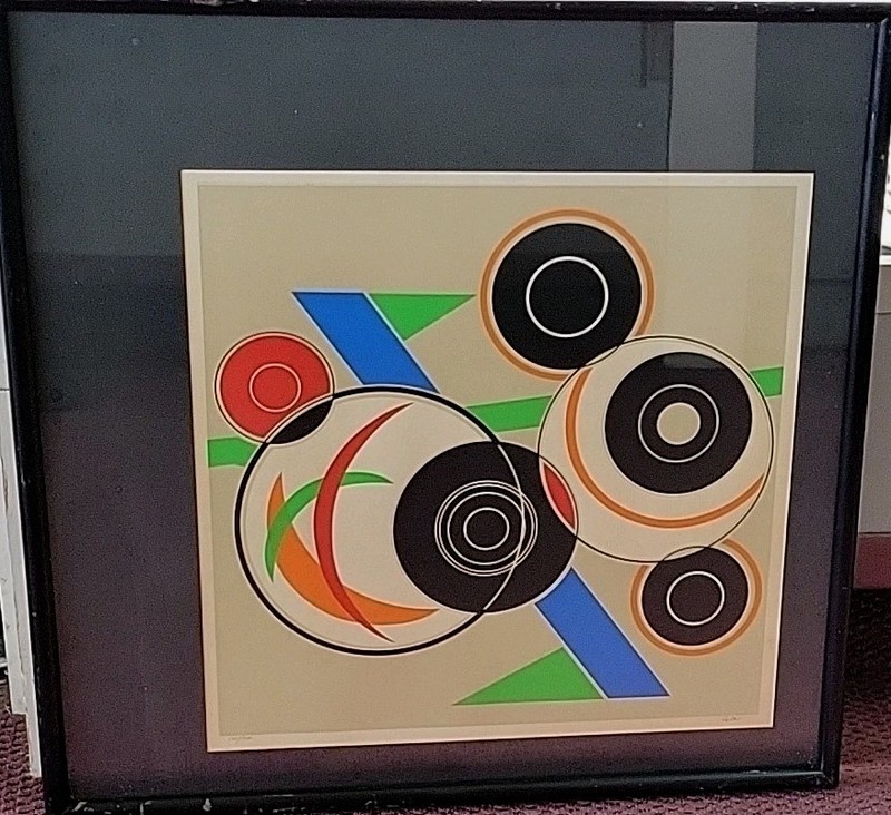Mid Century Modern Fred Isler Geometric Silkscreen SIgned and Numbered 165/300 gallery