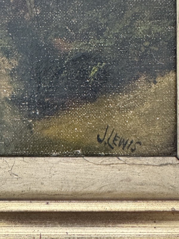 J. Lewis SIGNED Oil on Canvas British Riverscape Countryside ENGLISH ARTIST gallery