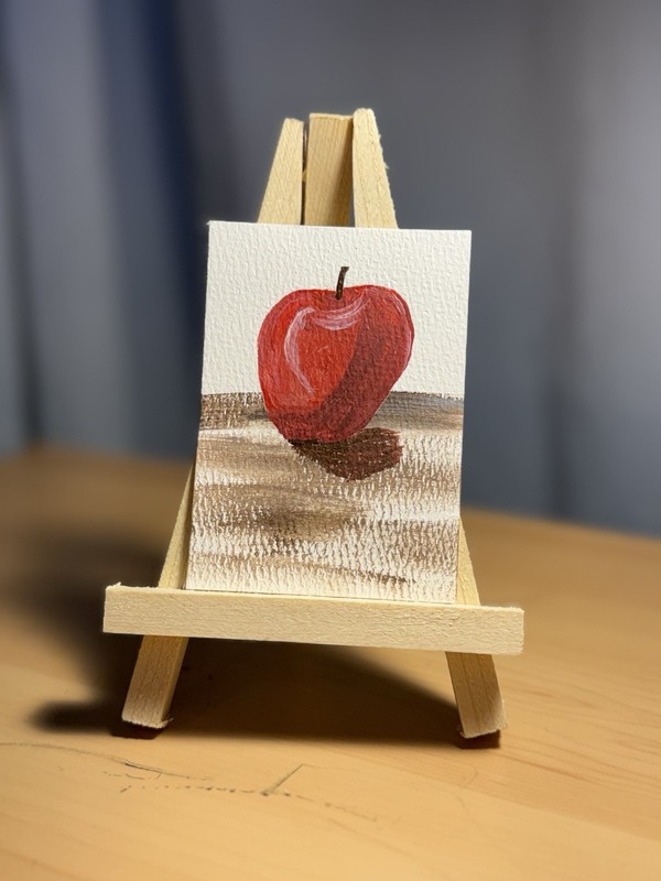Mini Still Life Red Apple Fruit Painting on Canvas Food & Drink Art Unframed