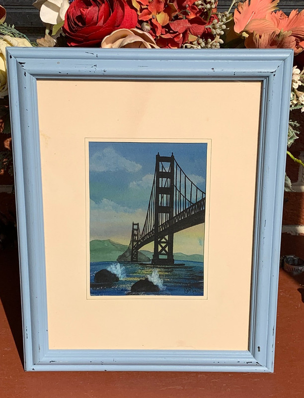 VTG Golden Gate Bridge from Baker’s Beach Original Watercolor Signed Chris 1973