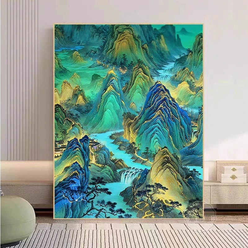 Digital landscape print with earth tones