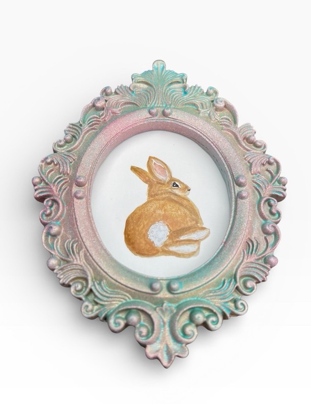 Bunny Rabbit mini watercolor animal print • vintage ornate frame gallery