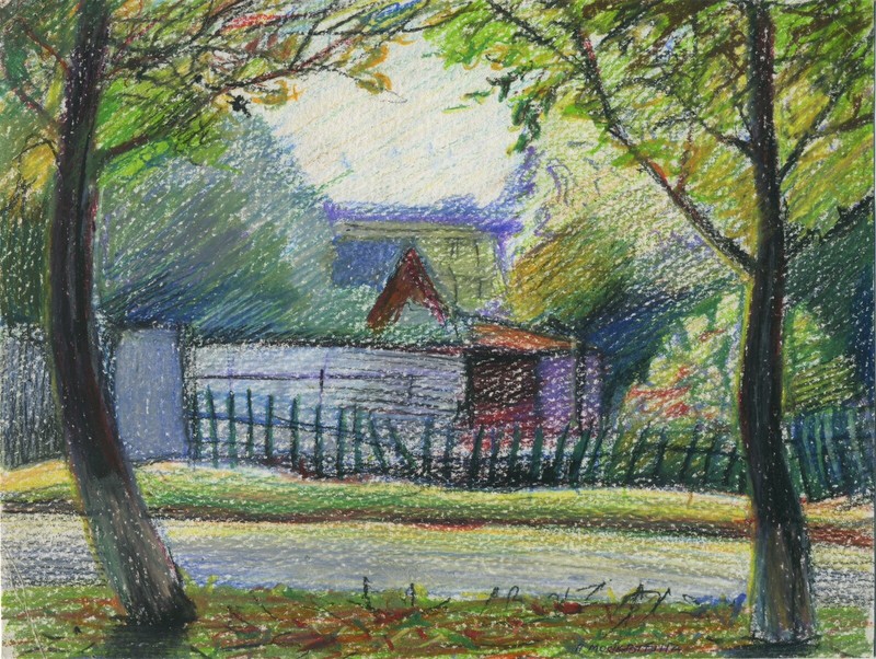 “Street In Shevchenkove” Ukraine . Original Work Of Ukrainian Artist Oil Pastel
