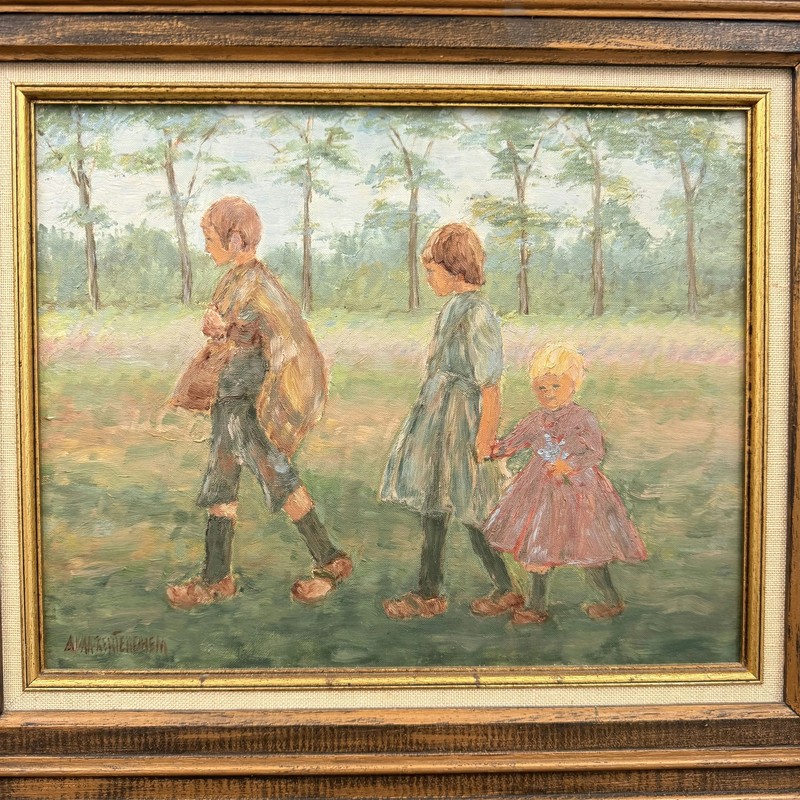 Authentic Still Life Oil Painting "Three Children" Classic Art gallery