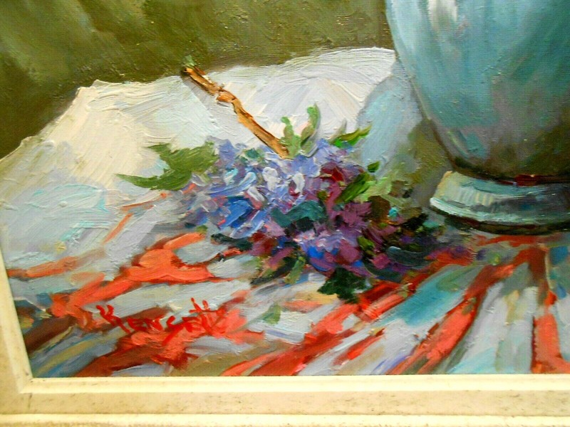 KINSETTS Fine Art Original Painting ROSES Canvas Mid Century 32 x 27 gallery