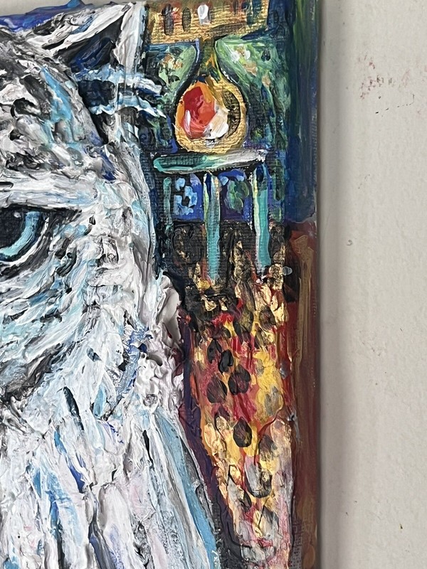 Ragdoll white cat texture original Melissa Bollen acrylic one of a kind painting gallery