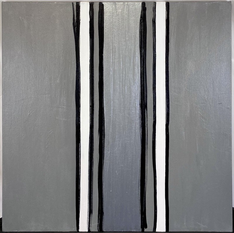 Large Original STEPHEN SPROUSE Abstract Grey White Painting c 1990 Louis Vuitton