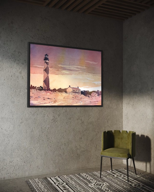 Watercolor landscape Cape Lookout Outer Banks (OBX), NC coastal art (original) gallery