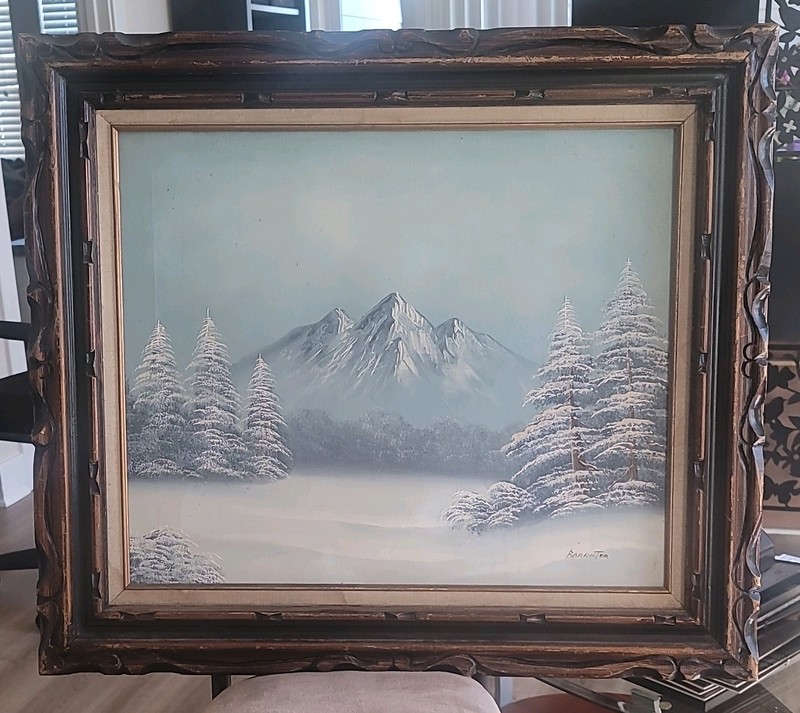 Barrister Oil Painting, Winter Landscape vintage