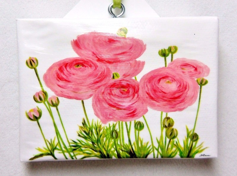 Danilo Cuevas Mini Printed Canvas Picture Ornament Pink Ranunculus
