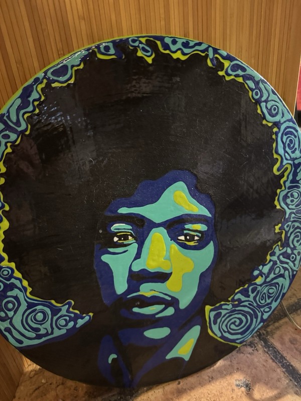 Original Jimmy Hendrix Acrylic Painting 24”On Wood Rock Woodstock Psychedelic