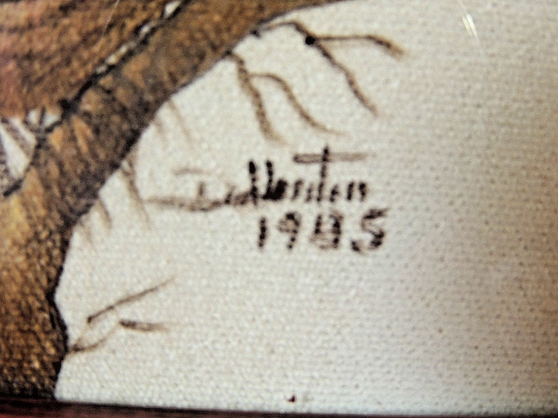 Dick & Marie DeVerter Theorem Painting on Velvet "Birds on Branch" Signed, Frame gallery