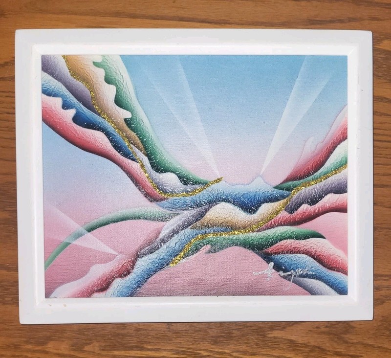 Vtg Robert Kingston Abstract Art Deco Signed and Framed 8.5×11″