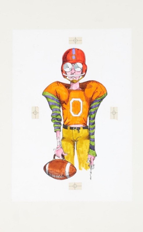 Jack Burton Davis (American ) Original Illustration Football Player Mixed Media gallery