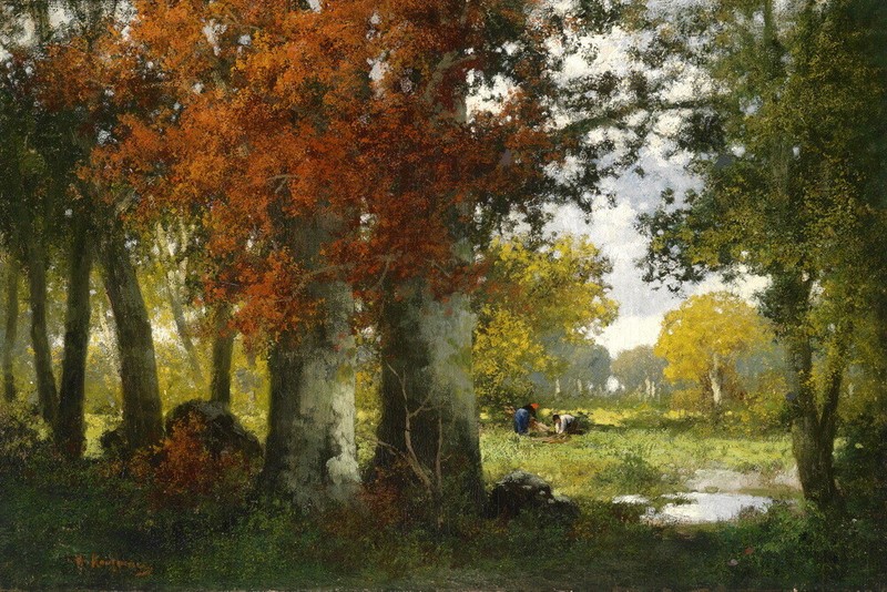 Wood Forest Landscape Oil painting Wall art Giclee Printed on Canvas P1138