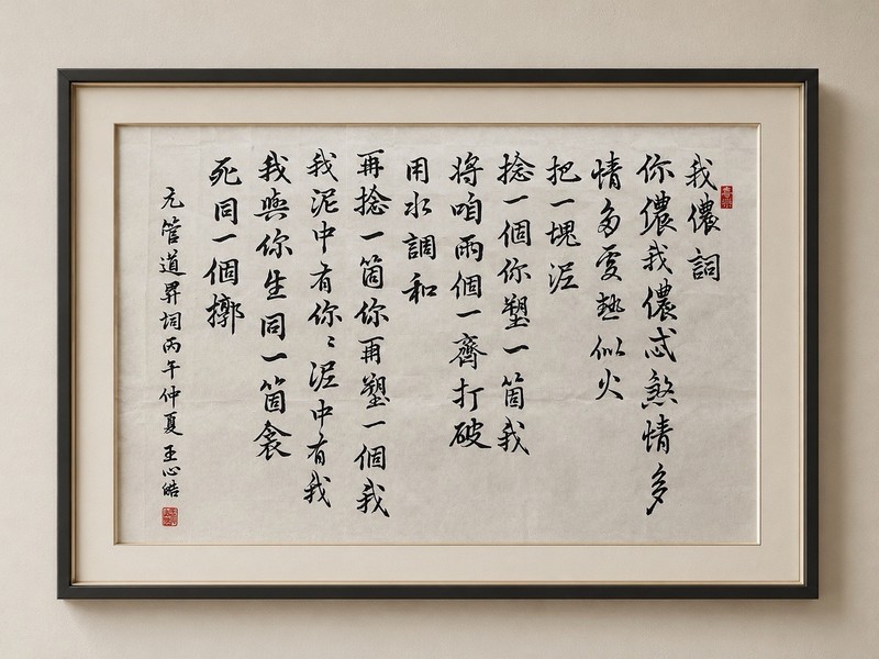 Unframed Chinese calligraphy Song Of Me & You我儂詞2654