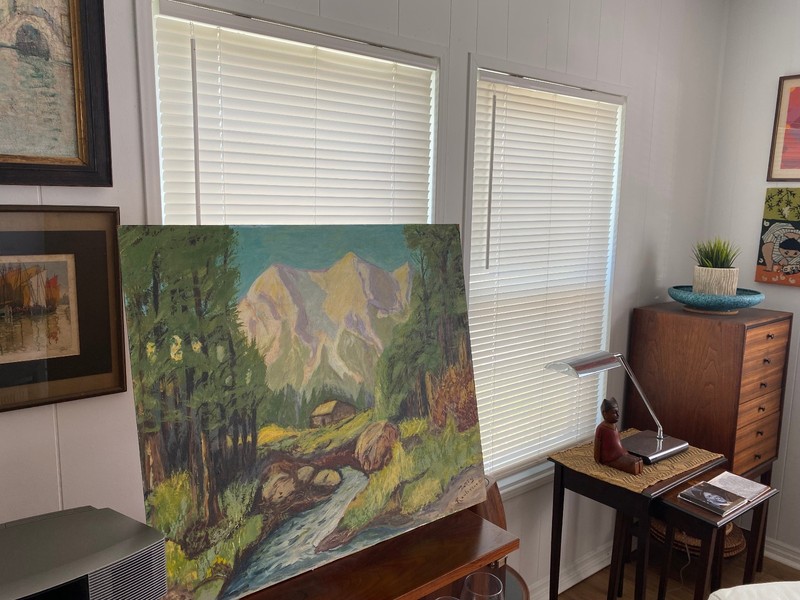 Mountain Landscape western Landscape Painting Oil board Signed Betty Raulerson gallery