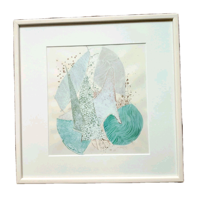 Vtg 2002 FERRIERE Artist GOUACHE Crayon Gras AQUARELLE Glass & Matted FRAMED ART
