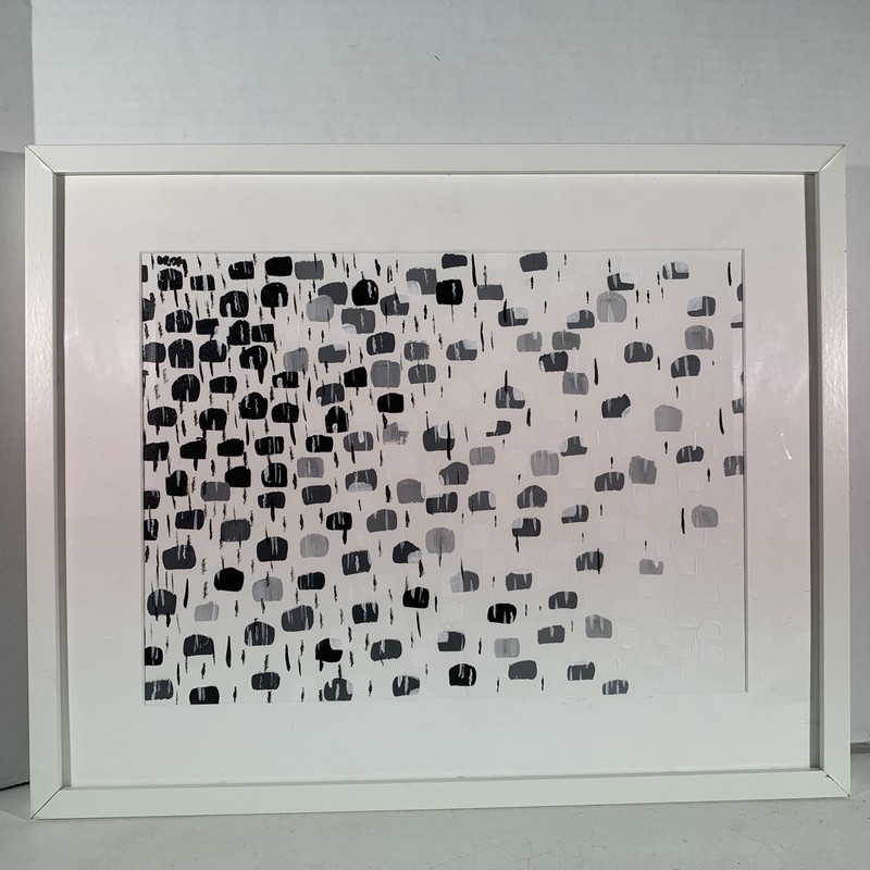 Original Modern Abstract Art Painting Black Gray White Framed Wall Hanging gallery