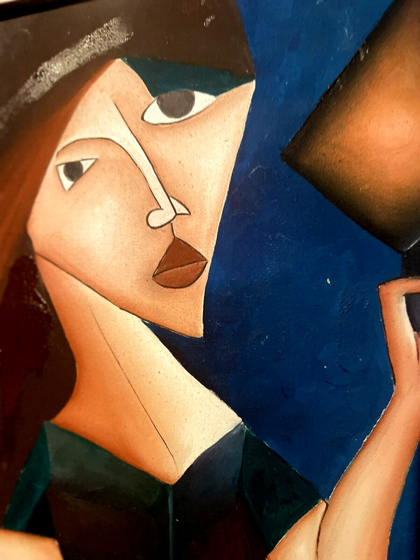 Original quality vintage art "Woman primping" CUBISM FRMD gallery