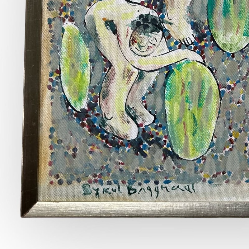 Original Signed Painting – Possibly Bykul Bagghael – Figurative Nude Art – Frame gallery