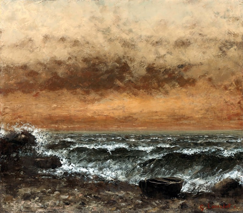 Gustave Courbet Beach Scene Boat Reproduction – Giclee Canvas/Paper/Stretched