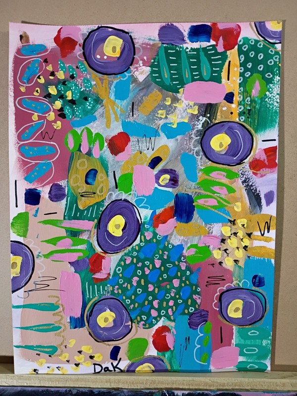 Purple Circles 9x12 Thick Watercolor Paper Original Art Expressionism Abstract gallery