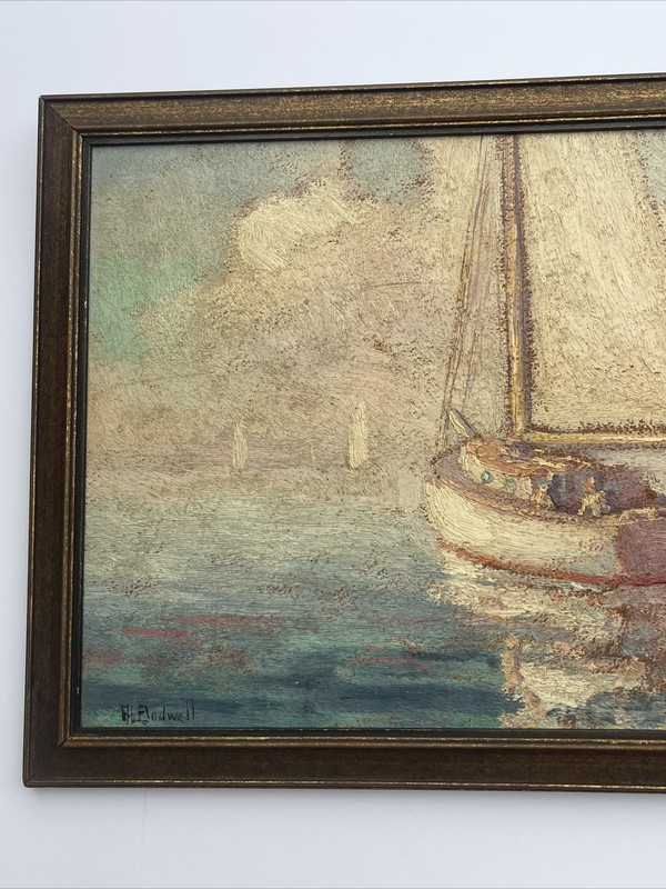 American Impressionism Painting ARTHUR BODWELL WPA ERA SEASCAPE NAUTICAL BOATS gallery