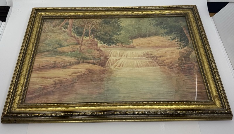 Original Horace Taylor Watercolor Painting 1897 Catskills Waterfall Landscape gallery