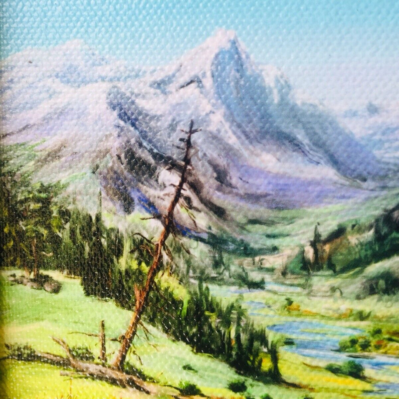 Original Miniature Digital Painting Framed Canvas Landscape 4" x 6" Mountains gallery