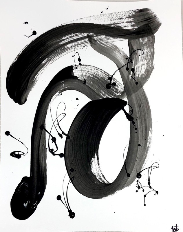 WS original painting 14X11 Gallery Paper abstract monochromatic acrylic fine art gallery