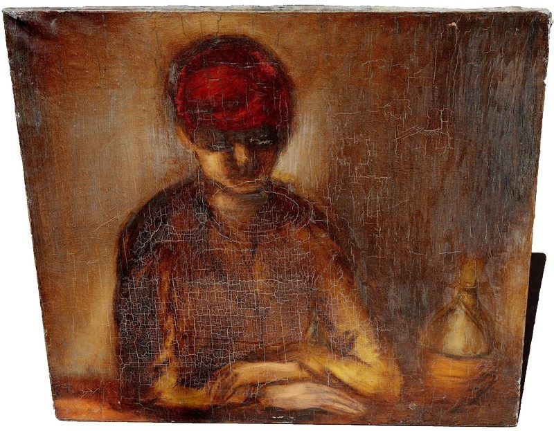 Afranio Metelli Seated Woman 1924-2011 Italian 30" X 34-1/4" Oil On Canvas