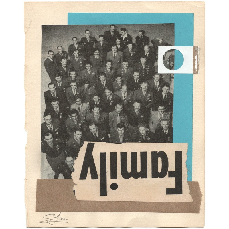 Original Mixed Media Modern Art Collage «Family» 5.25×6.75″ Signed