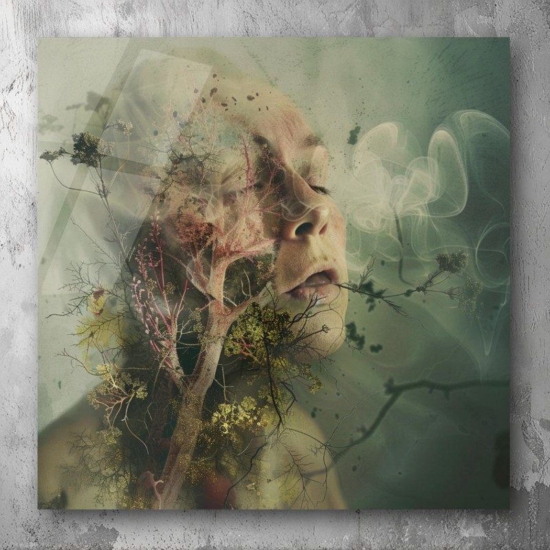 Acrylic Glass 3D Painting Ethereal Tree&Face Art UV Printed Modern Wall Decor