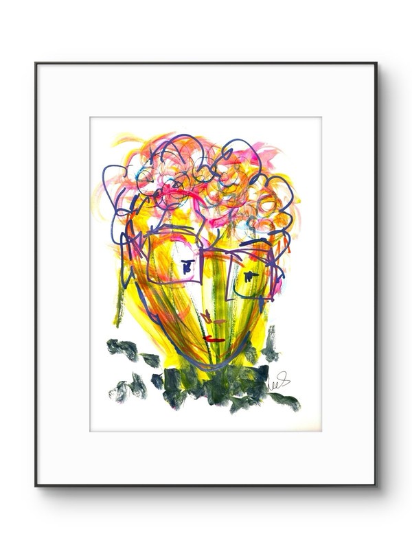 Original Abstract Person 9×12 Paper Expressionism Colorful Handmade Signed 27
