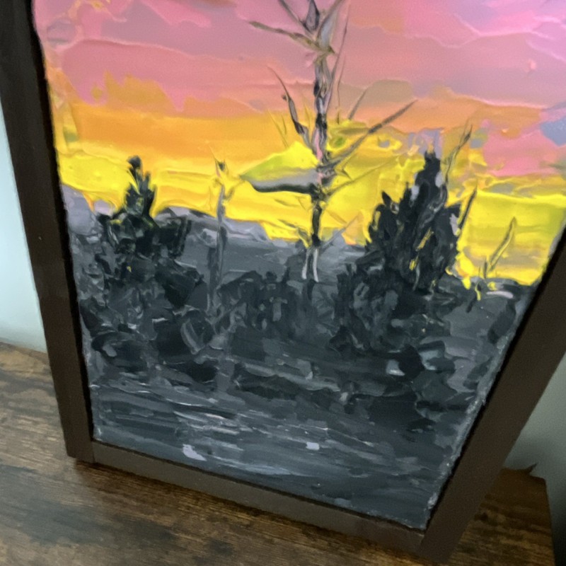 Original Abstract Sunset Landscape Painting Signed Framed 2021 gallery