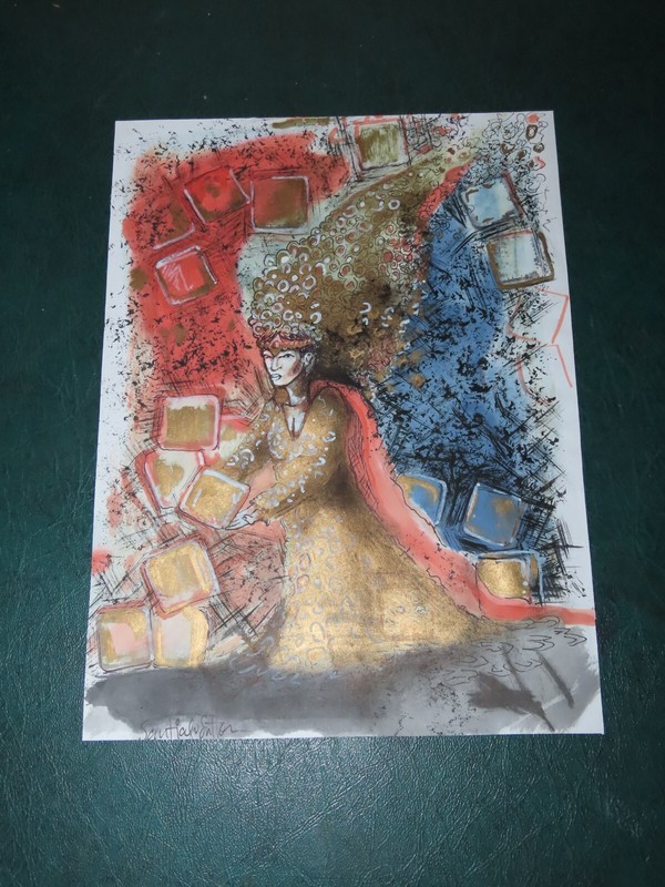 MYSTIC BUILDER MIXED MEDIA ART ORIGINAL SIGNED SANTIAGO SUTTON 12.5″ BY 9.5″