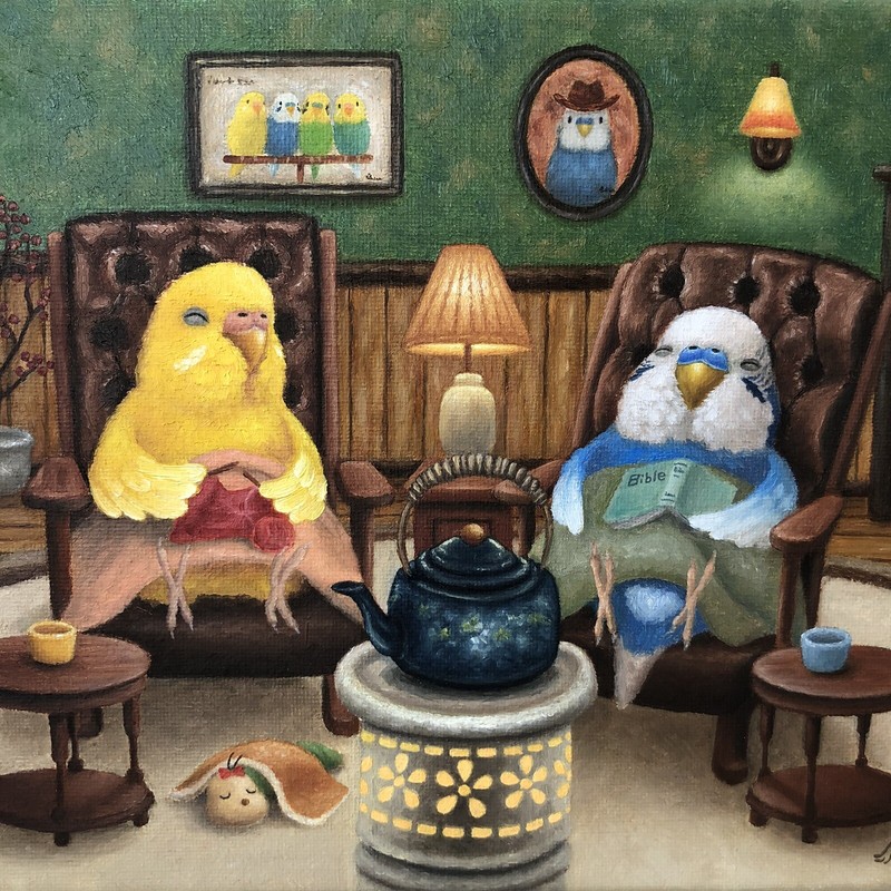 Oil on Canvas Original Painting 8x10in, Budgie, Parakeet, Unframed,