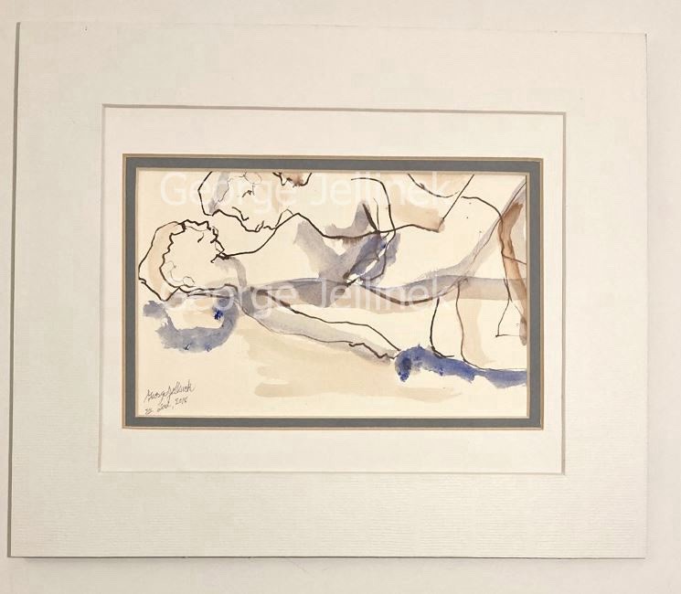 2000s Abstract Figurative Erotic Watercolor Painting George Jellinek New York gallery