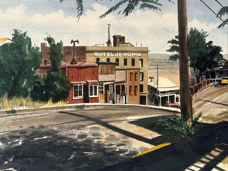 American Regionalism Painting Jerome Arizona Landscape Urban Hutchings Wpa Style gallery
