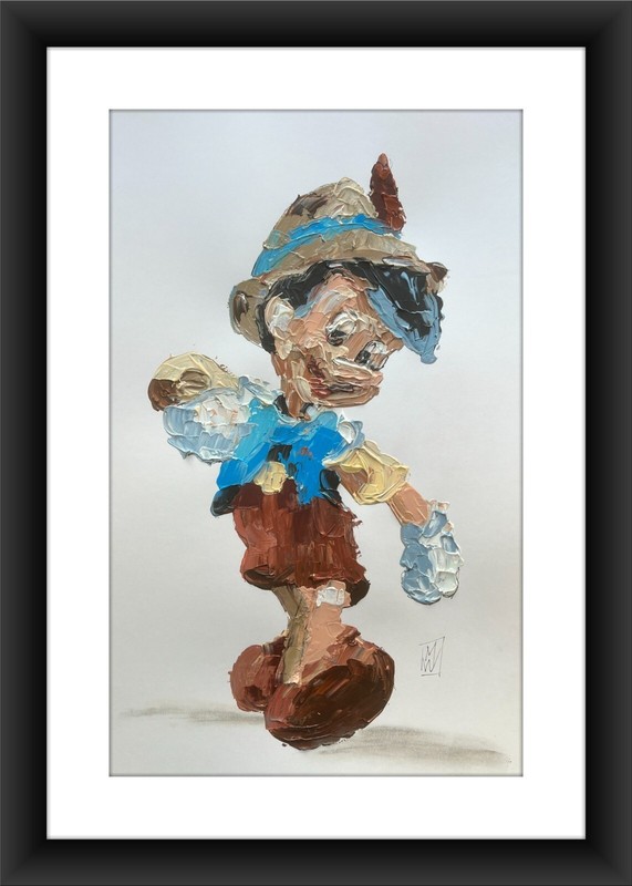 ORIGINAL Abstract Pinocchio Disney Kids Palette Knife Acrylic Art Painting gallery