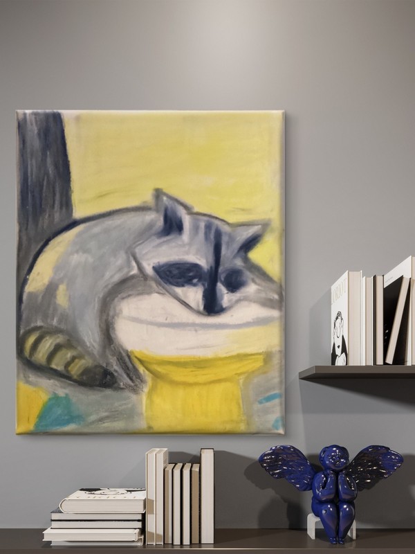 Funny Raccoon Fine Pastel Study Original 11x14 Pop Art Humor Animal Work gallery