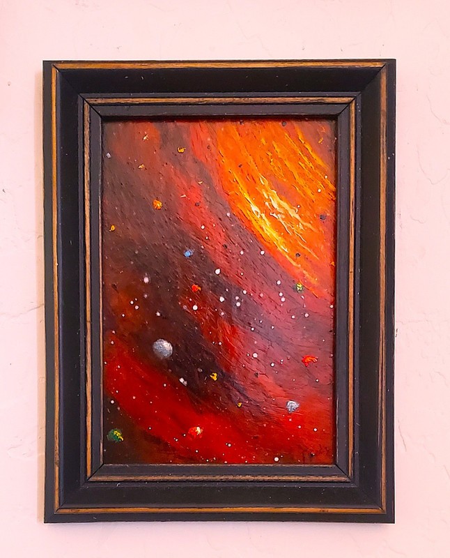 miniature original deep space painting painting signed,
