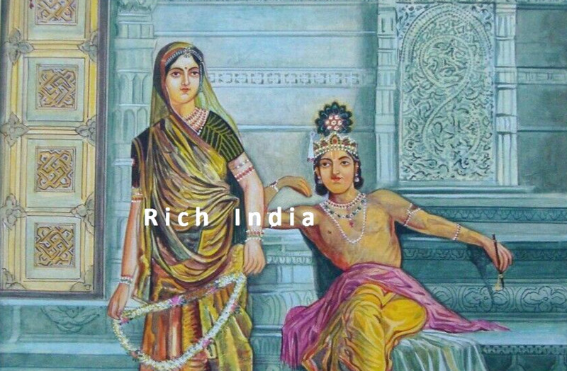 Hindu God Krishna and Goddess Radha Water colour Painting Art Gallery gallery