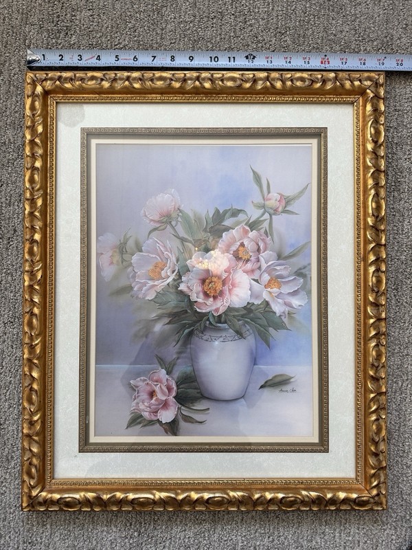 Anna Chen Flower Painting In Frame 23” Tall X 19”wide