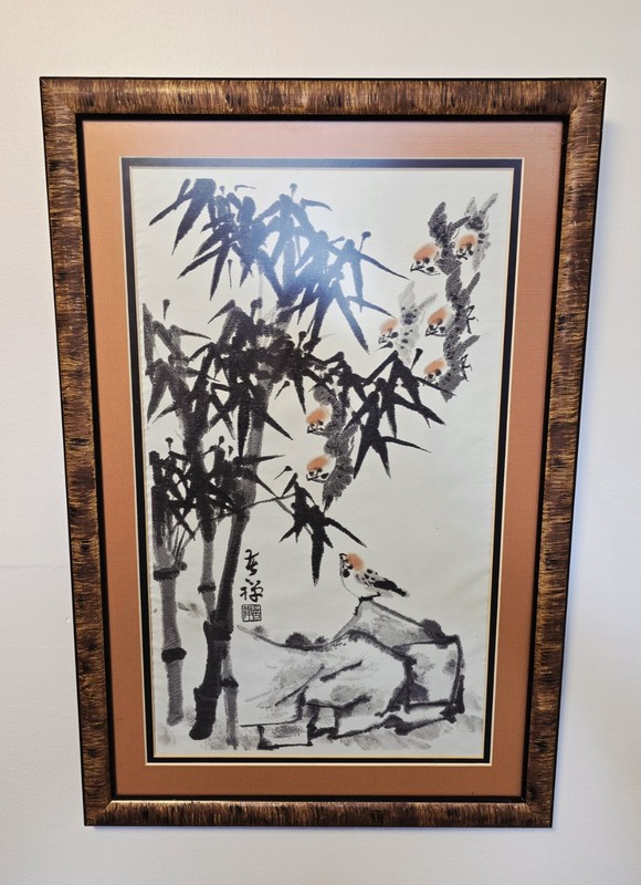 Tang Yun Inspired Chinese Ink Wash Painting On Silk Custom Painted Frame Cert.