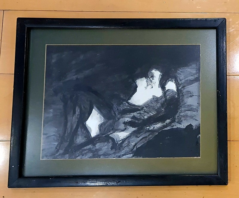 FRANCISCO CORZAS INK ON PAPER SIGNED PAINTING