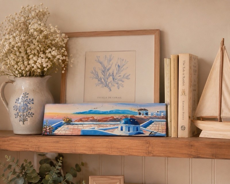 Signed Impressionist Coastal Landscape Seascape Canvas Painting, Unframed