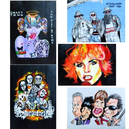 5Pcs ACEO Original Music Band Rock Pop KISS Art Cards Set Acrylic Hand Paint NEW